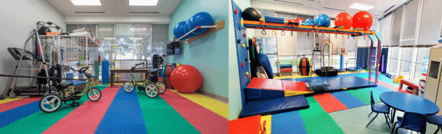Two images of Easter Seals Greater Houston's Children's Therapy Gyms